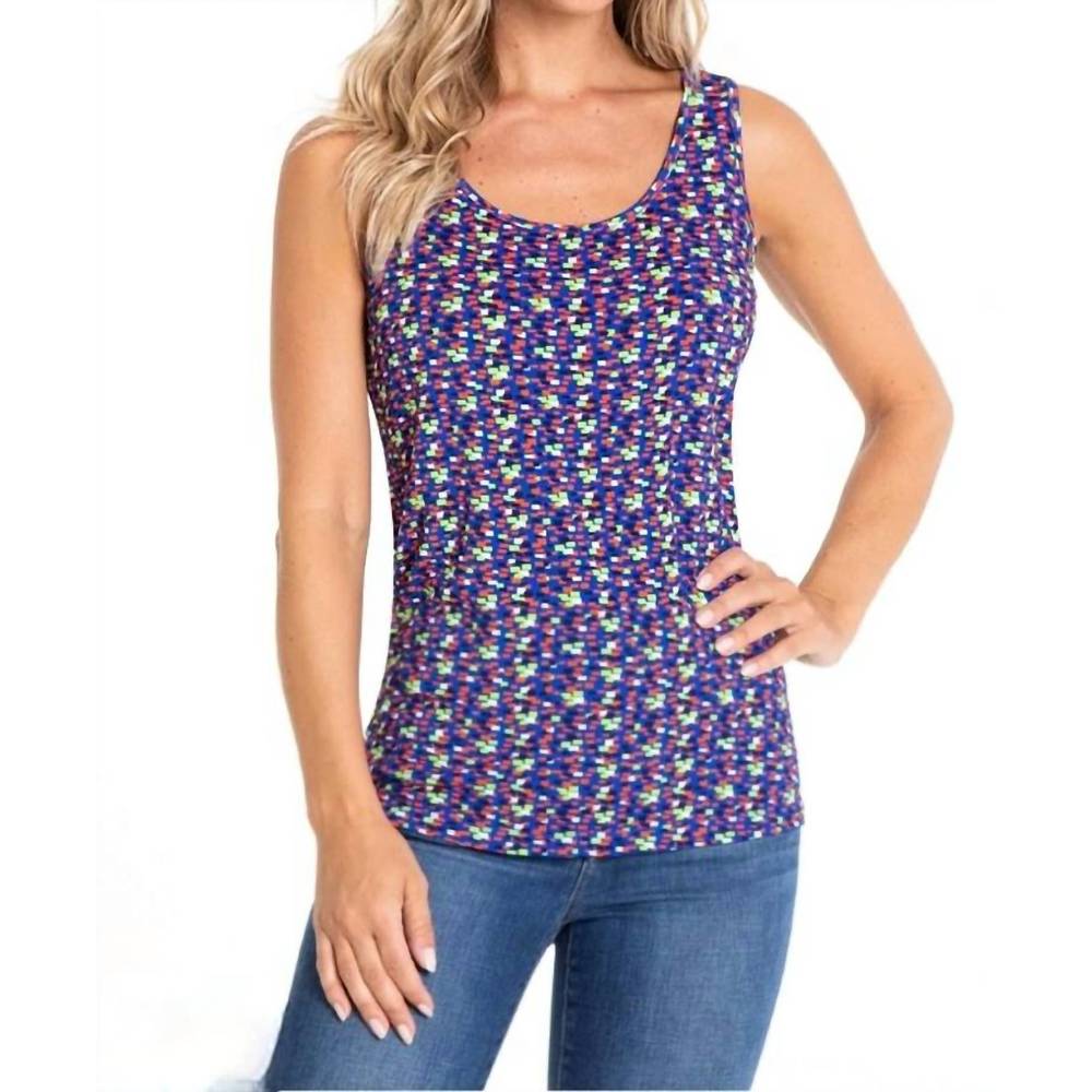 NEW MULTIPLES squares double scoop print tank in small squares